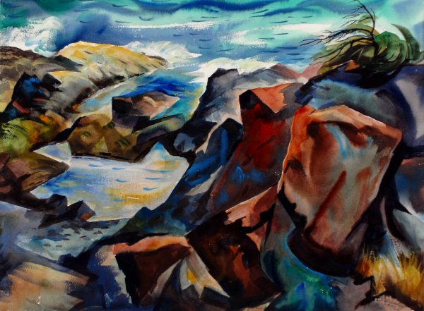 1972 Mendocino, Calif. Coast Scene - watercolor